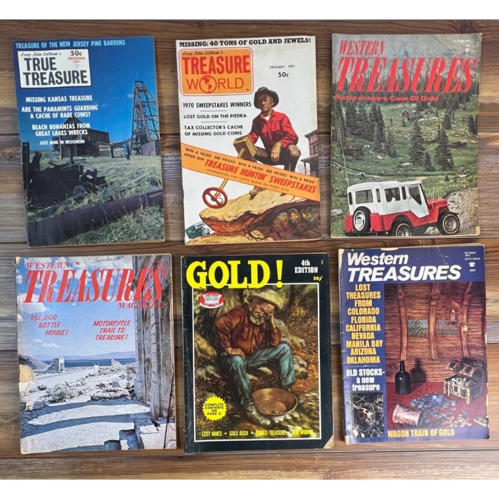 Lot 6 Vintage Treasure Magazines Western Treasures True Treasure GOLD! 1969-1972
